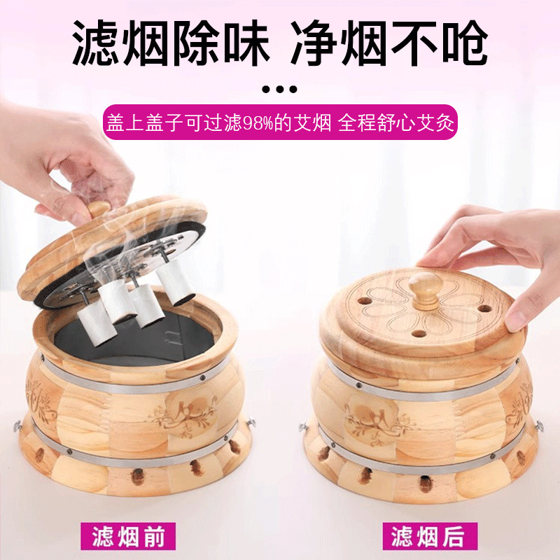 Portable Moxibustion Box Wooden Bamboo Body Moxa Burner with 108 Three Year Moxa Cones - Image 3