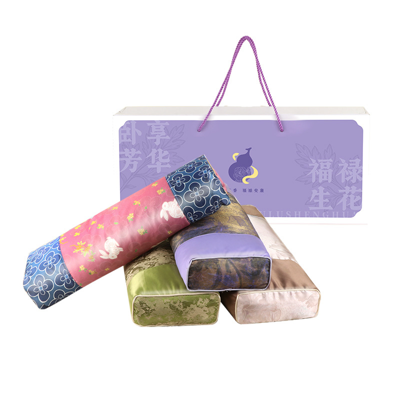 Mugwort Buckwheat Cervical Pillow Chinese Style Neck Support Sleep Pillow with Satin Cover - Image 5