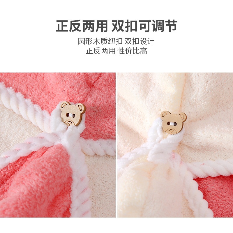 Double Layer Coral Fleece Hair Drying Cap Thick Super Absorbent Quick Dry Bath Hat Pink - Image 3