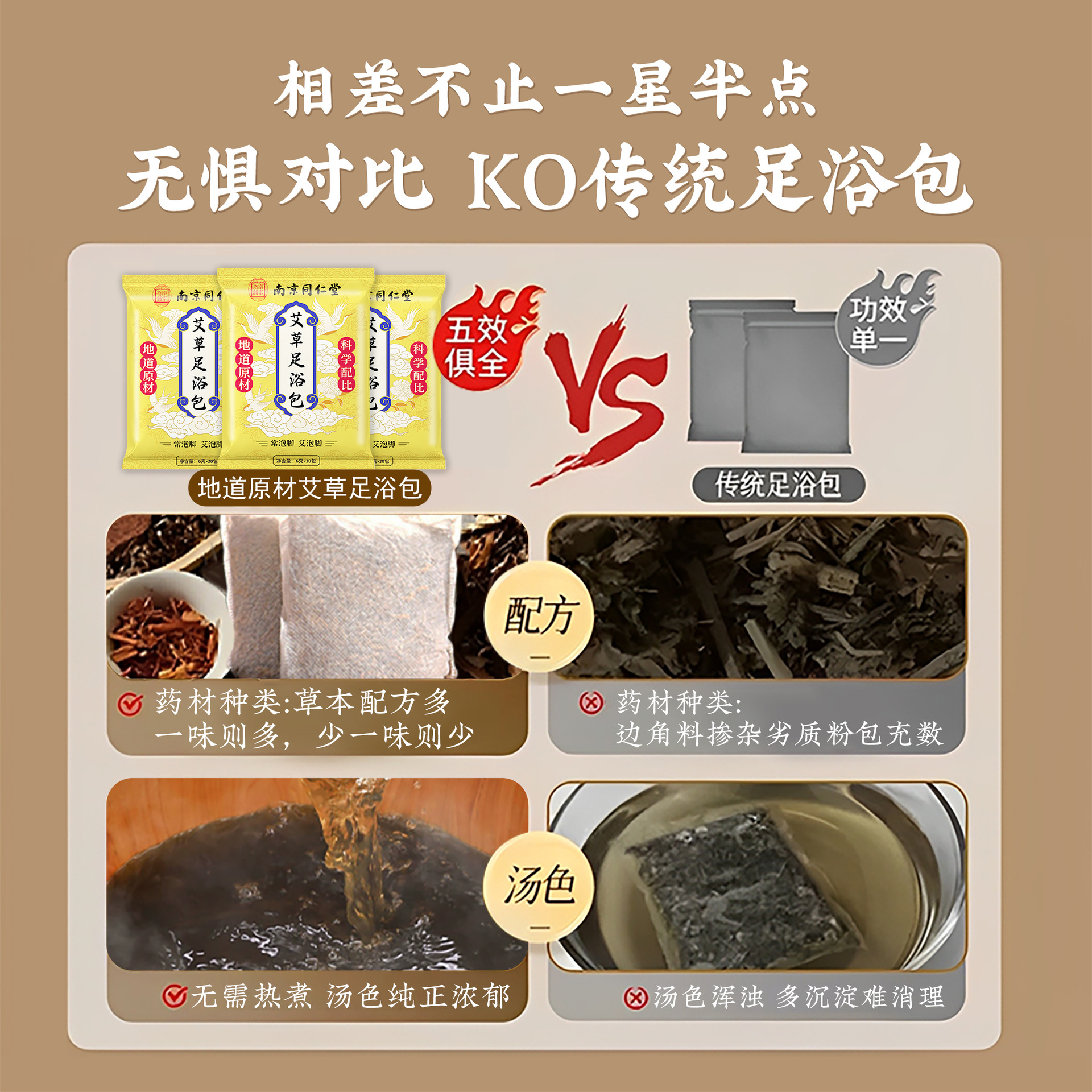 Mugwort Foot Soak Pack Ai Cao 艾草 Herbal Foot Bath Powder with Old Ginger and Safflower 30 Packets - Image 3