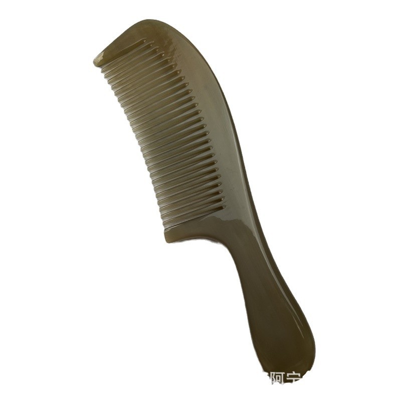 Natural Horn Comb Wide Tooth Buffalo Horn Hair Comb with Massage Handle 18cm Smooth Back Design - Image 5