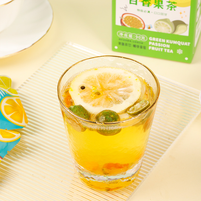 Green Tangerine Kumquat Passion Fruit Lemon Fruit Tea Bags Cold Brew Sweetened Box - Image 4