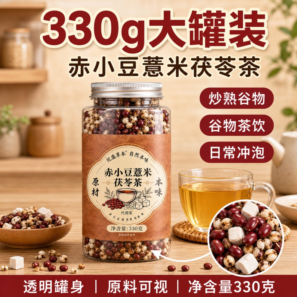 Adzuki Bean Coix Seed Poria Tea 330g Triple Steamed Herbal Tea Bags Sugar Free Daily Wellness Brew - Image 3