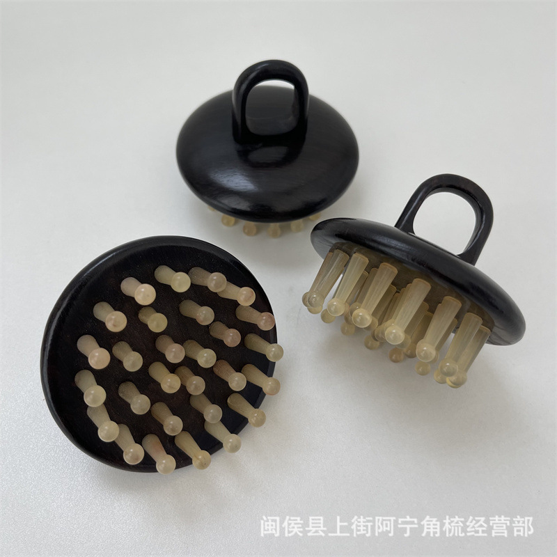 Ebony Wood Meridian Massage Comb 28 Teeth Ring Finger Scalp Comb for Head Therapy Salons Portable - Image 3