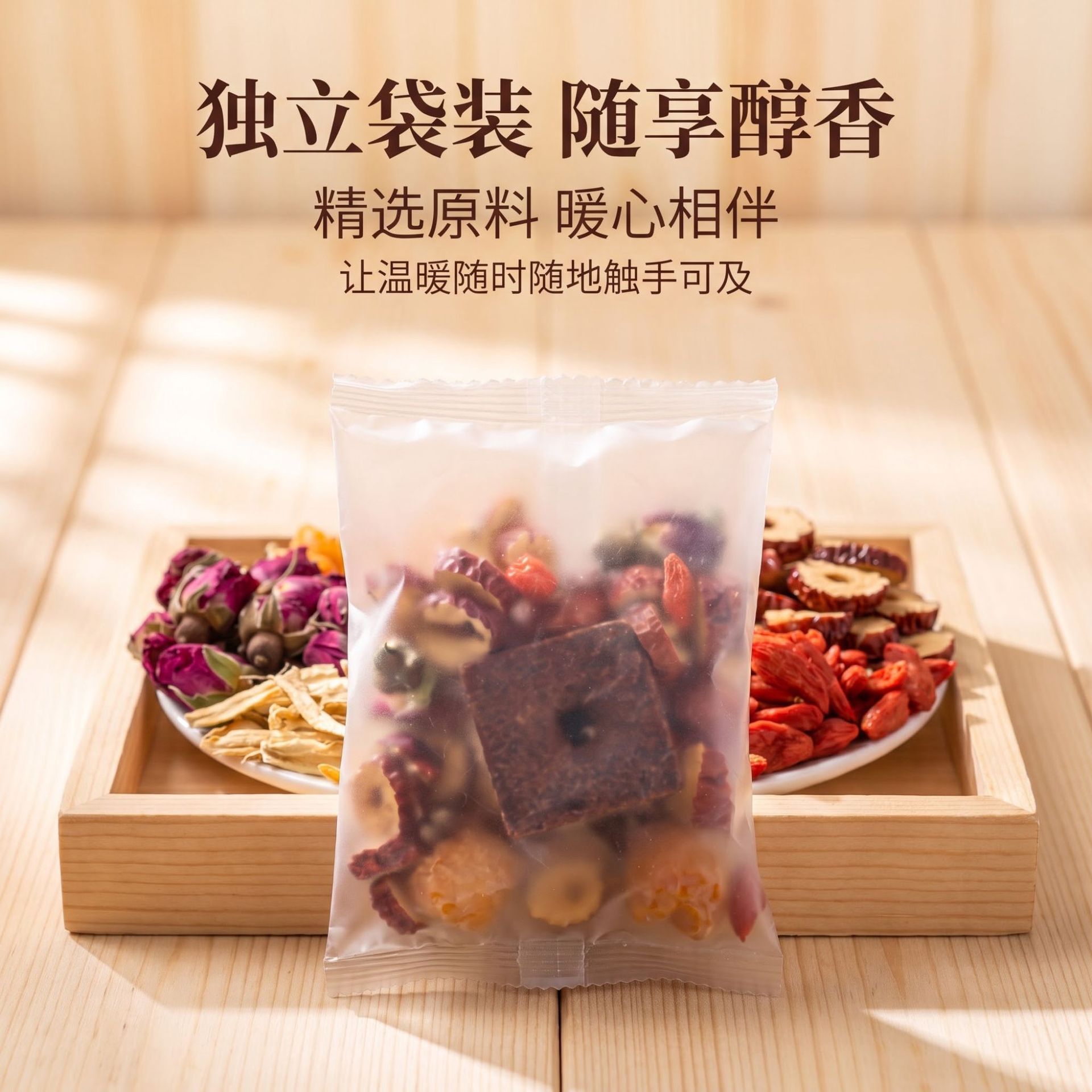 Brown Sugar Ginger Jujube Tea Hong Tang Jiang Zao Cha 150g Warming Herbal Blend with Red Date Longan Goji and Rose - Image 3