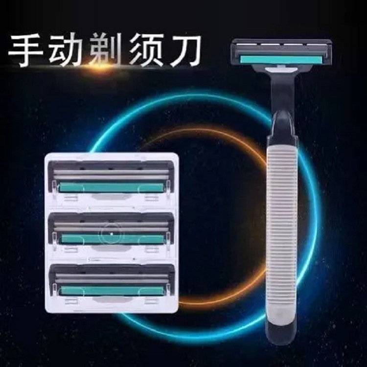 Manual Razor Set for Men Portable Twin Blade Shaving Heads with 2 Handles and 30 Replacement Blades Water Rinse - Image 2