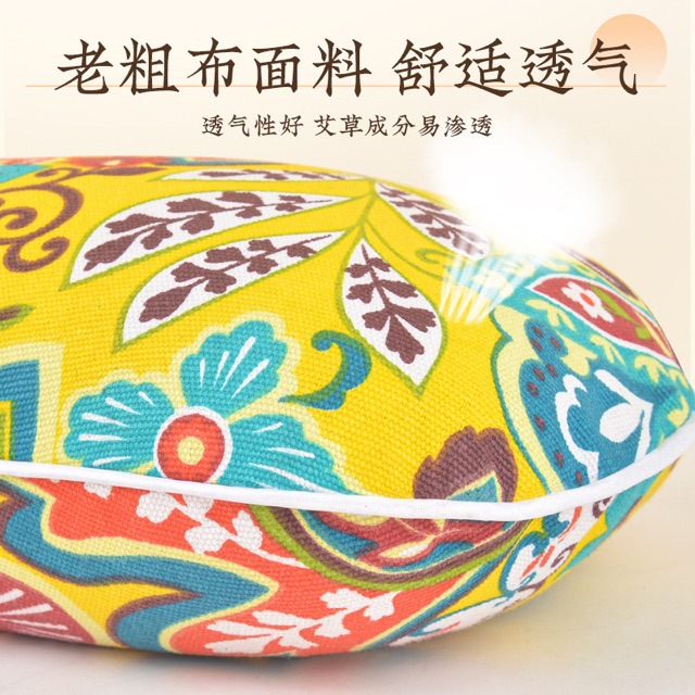 Mugwort Bone Pillow Ai Ye Cervical Neck Pillow Unheated Green Coarse Cloth Support Cushion - Image 4