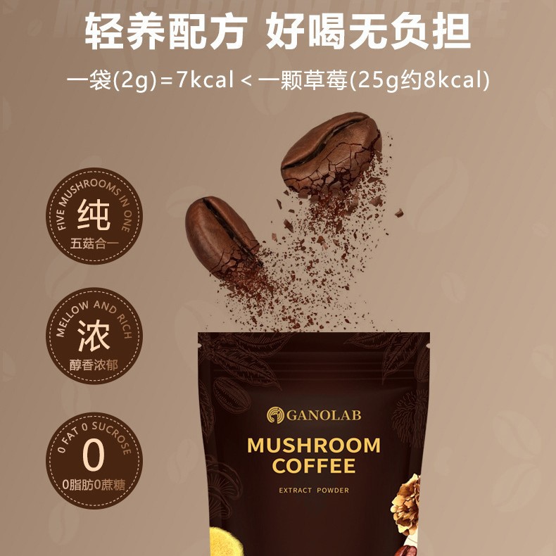 Five in One Mushroom Coffee Powder Blend with Arabica Coffee 180g Bagged Instant Drink - Image 3