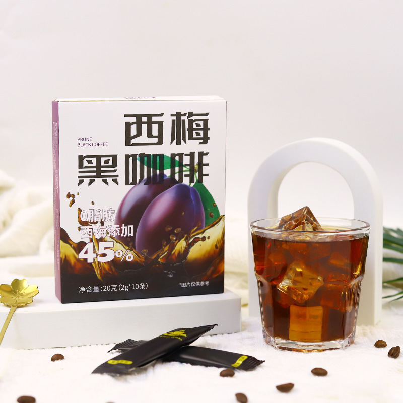 Instant Prune Black Coffee 20g Sugar-Free Stick Packs Fitness Meal Companion - Image 4