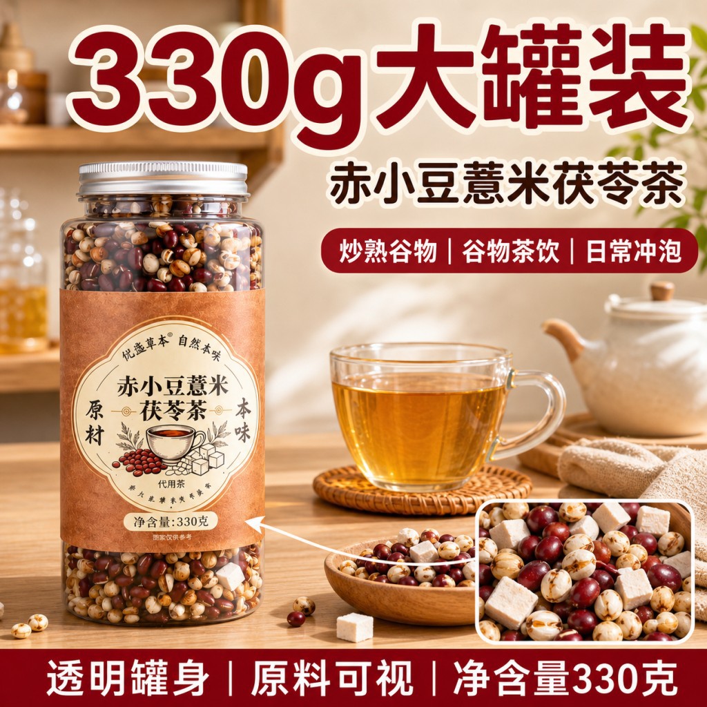 Adzuki Bean Coix Seed Poria Tea 330g Triple Steamed Herbal Tea Bags Sugar Free Daily Wellness Brew - Image 2