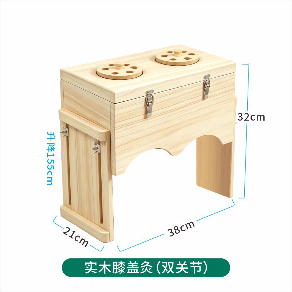 Wooden Moxa Box for Knees Pine Wood Moxibustion Burner for Dual Knee Joint Warming - Image 5