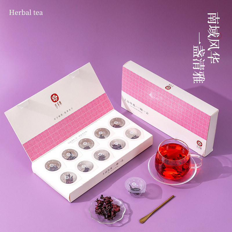 Roselle Hibiscus Tea Luo Shen Hua Freeze Dried Loose Flower Buds for Hot Brew 10g Mini Canister - Image 3