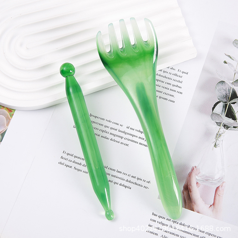 Gua Sha Massage Tool Set 4 Piece Resin Scraping Boards and Comb for Scalp Body Relaxation 180g - Image 2