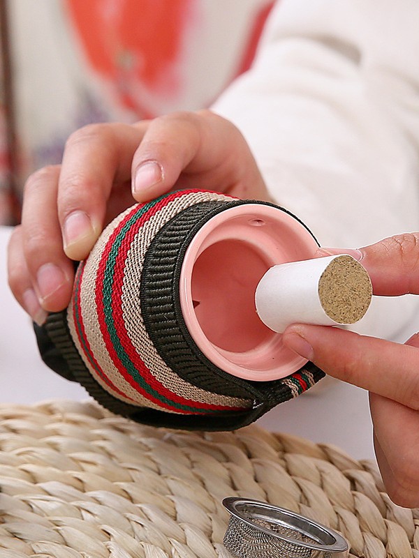 Ceramic Facial Peach Moxibustion Jar Double Layer Heat Protection Portable Beauty Guasha Warm Moxa Device 165g - Image 3