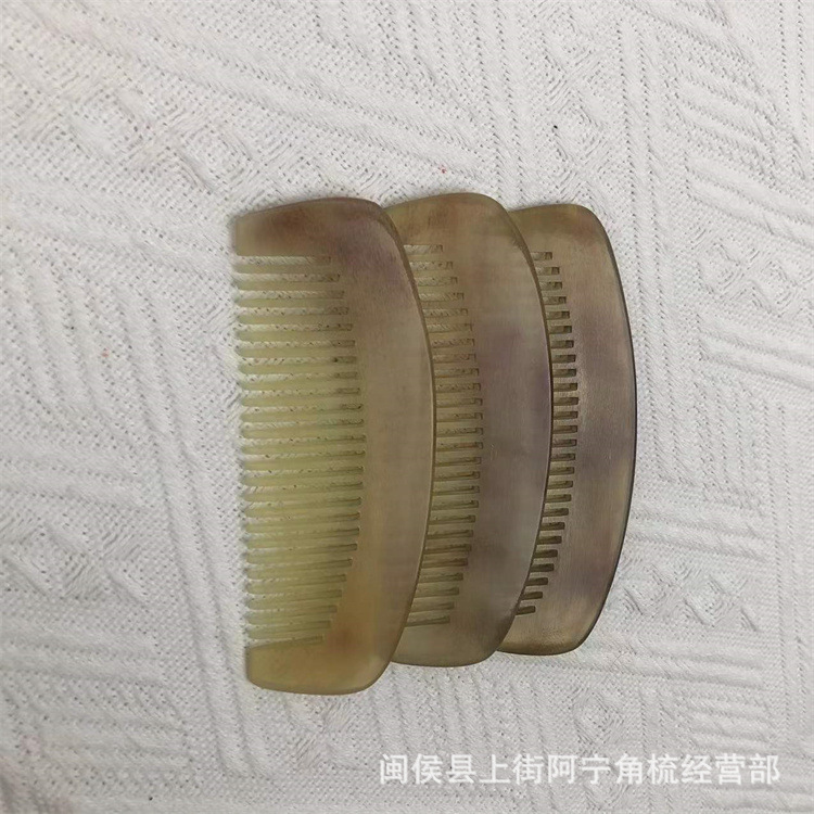 Goat Horn Comb 10cm Fine Tooth Wide Handle Comb for Straight Hair Travel and Home Use - Image 4