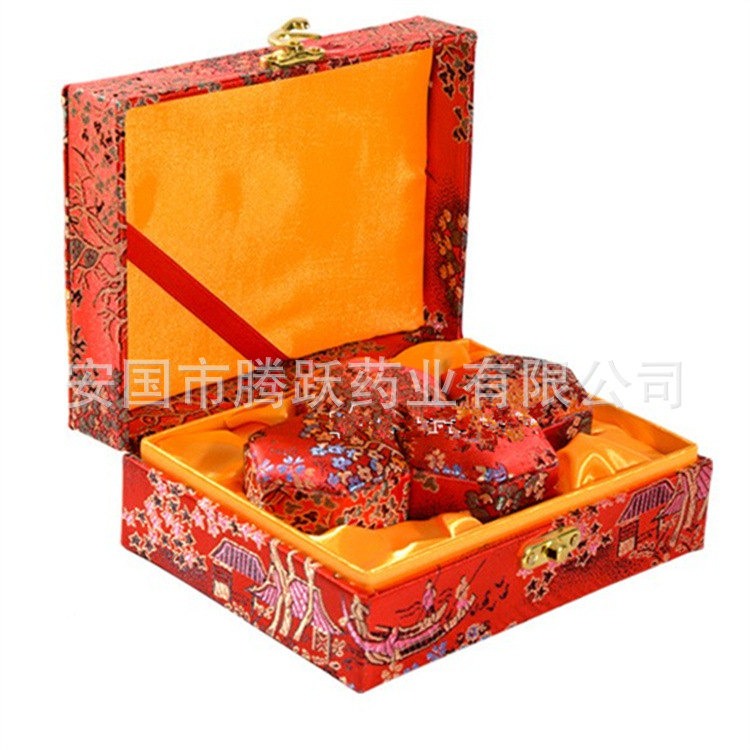 Red and Yellow Brocade Style Pill Box Set of 4 Acrylic Herbal Honey Pill Gift Boxes Empty Packaging - Image 3