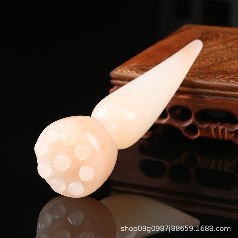Lotus Pod Guasha Massage Stick 9-Bead Resin Acupoint Tool for Face and Body - Image 4