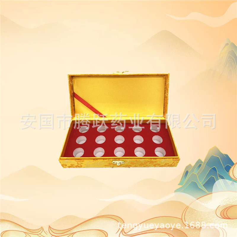Brocade Pill Box Empty Packaging Case 15 Holes Red 3cm Diameter for Honey Pills and Jewelry - Image 4