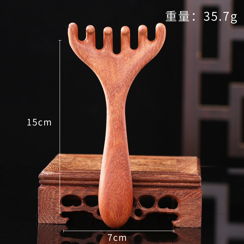 Sandalwood Scalp Massage Comb Five Claw Head Therapy Rake for Meridian Relaxation - Image 4