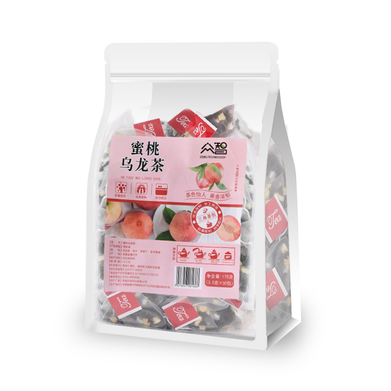 Peach Oolong Green Tea Blend with Peach and Apple Pieces 87.5g Individually Wrapped Triangle Tea Bags - Image 5