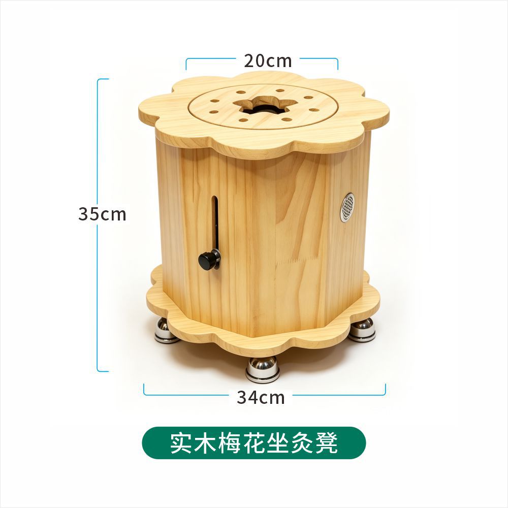 Solid Wood Moxibustion Stool Octagonal Seat for Home and Studio Warm Compress Therapy Pine Frame - Image 5