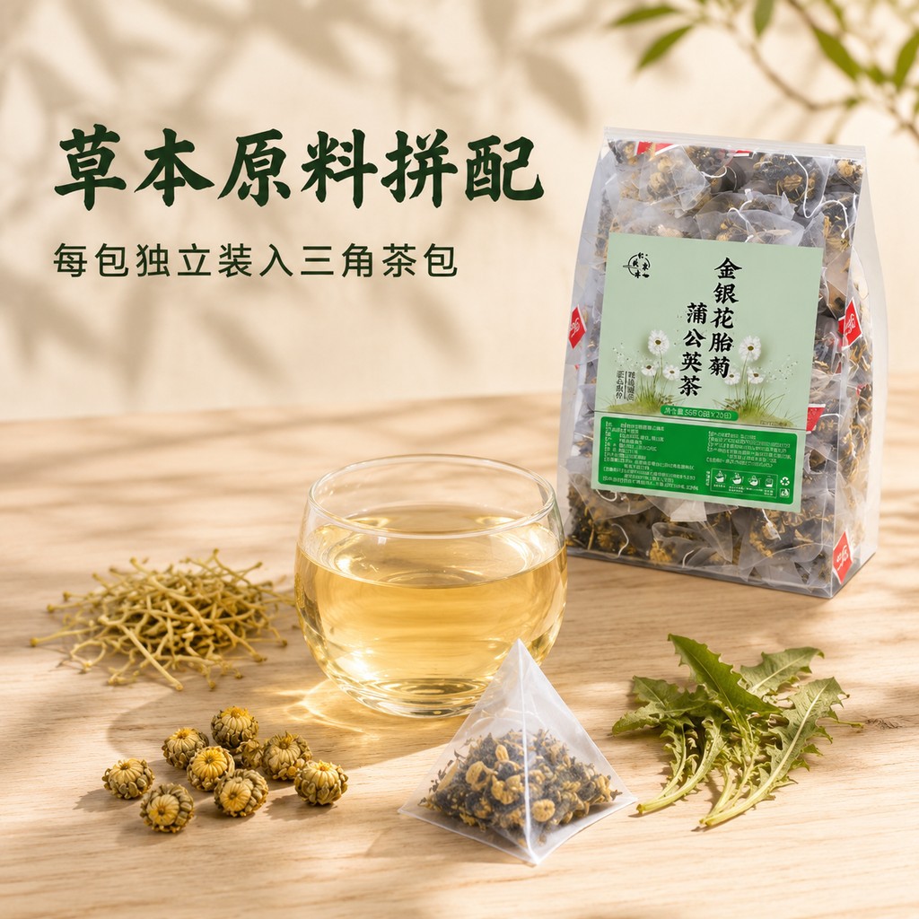 Honeysuckle Chrysanthemum Jasmine Herbal Tea Bags 50g 25 Pyramid Sachets Sugar Free Hot Brew - Image 2
