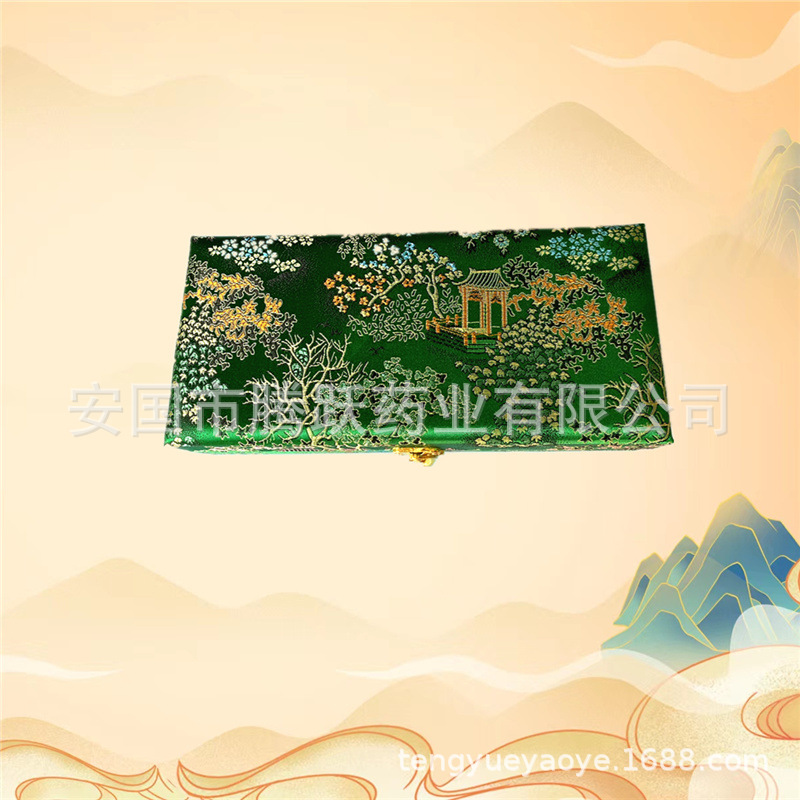 Green Brocade Gift Box Set of 10 Empty Jewelry Display Cases 26x12x6.5 cm - Image 3