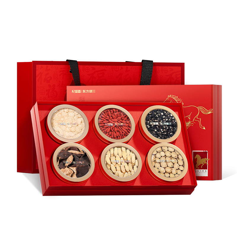 Dongfang Song Six Herb Gift Box 375g American Ginseng Ningxia Red Goji Black Goji Chenpi Wellness Set - Image 5