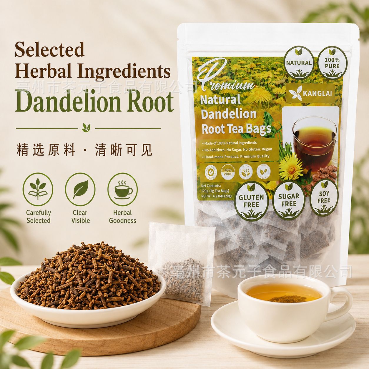 Dandelion Root Tea Bags Pu Gong Ying 60 Bags Roasted Herbal Tea Caffeine Free Daily Brew - Image 4