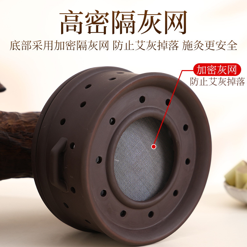Portable Moxa Box Belly Warming Moxibustion Jar with 4-6 Vents Purple Clay Navel Therapy Device 500g - Image 3