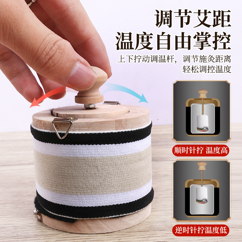 Wooden Handheld Moxa Box Moxibustion Device Three Needle Large Size for Full Body Neck Shoulder and Abdomen - Image 4