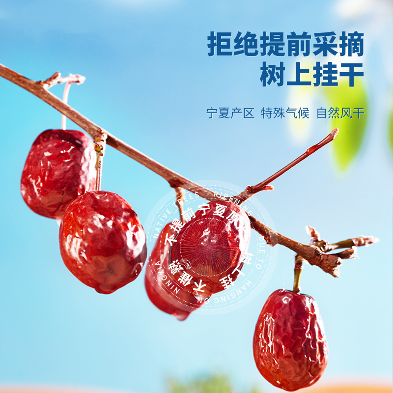 Ningxia Jun Jujube Dried Red Dates 500g Sweet Chewy Chinese Red Date Snack - Image 2