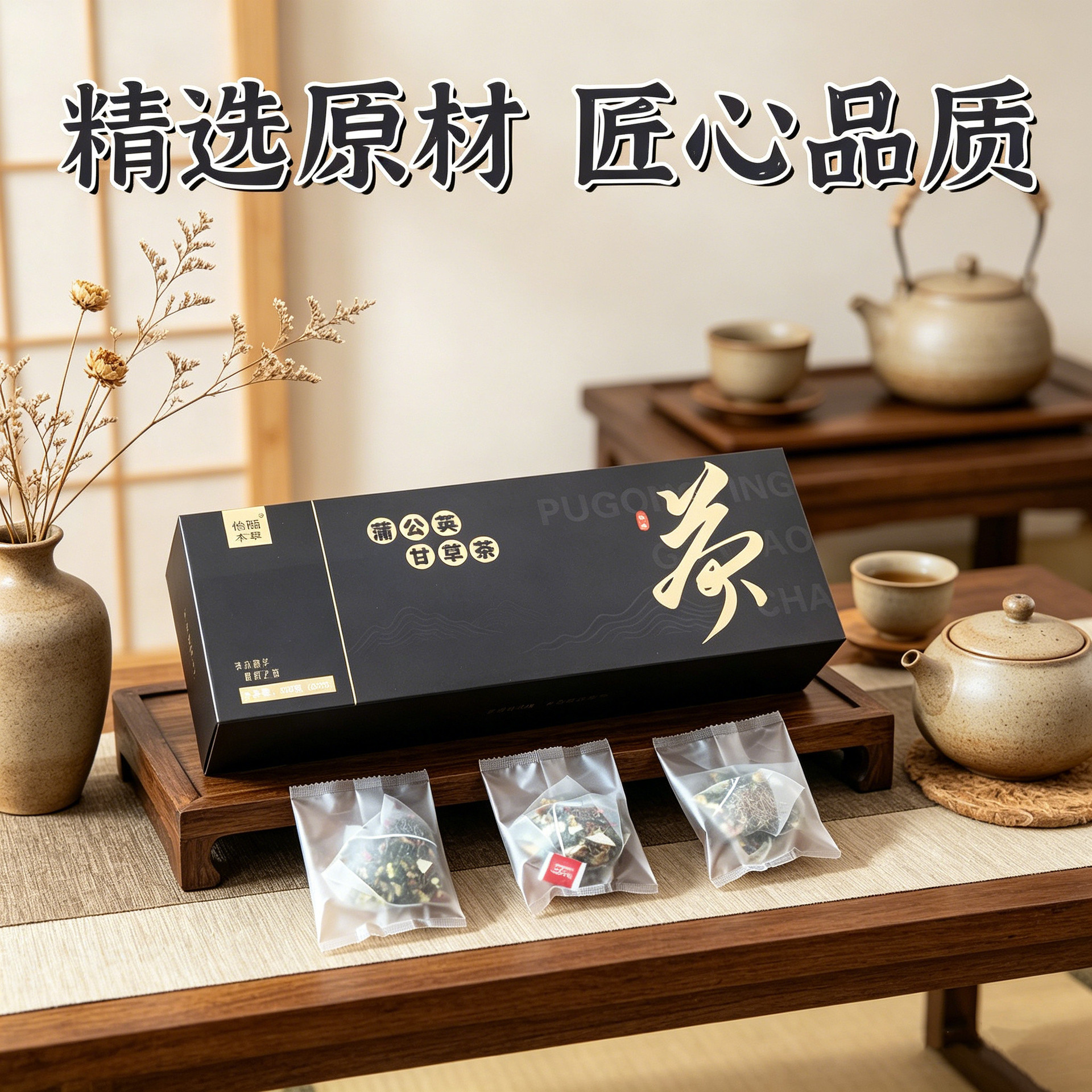 Dandelion Licorice Herbal Tea 30 Bags with Ginseng Gardenia Tangerine Peel Corn Silk Mulberry Leaf Rose Blend - Image 2