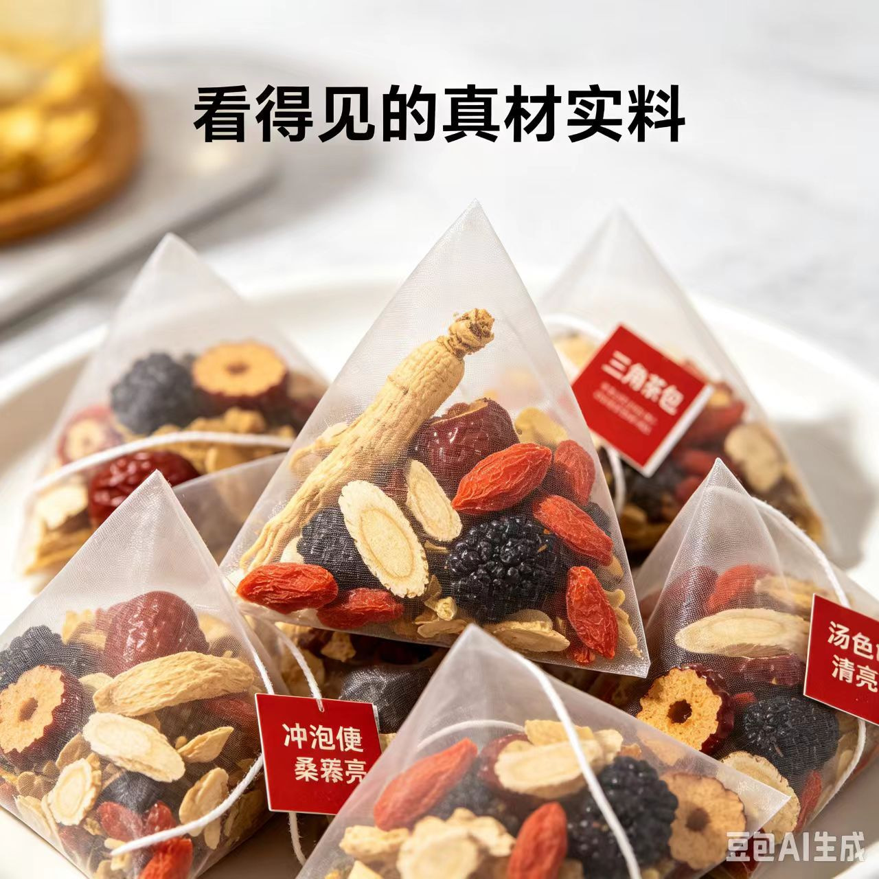Ginseng Eight Treasure Tea Ren Shen Ba Bao Cha 30 Pyramid Tea Bags 150g Daily Herbal Blend - Image 2