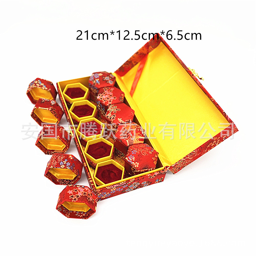 Red Brocade Gift Boxes Set of 10 Empty Packaging Boxes for Herbal Gifts and Jewelry - Image 4