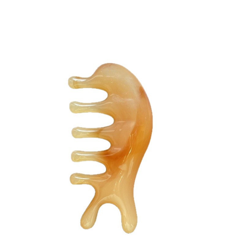 Resin Meridian Comb Five Finger Scalp Massage Comb Dolphin Shaped Gua Sha Style Wellness Tool Set of 3 - Image 5