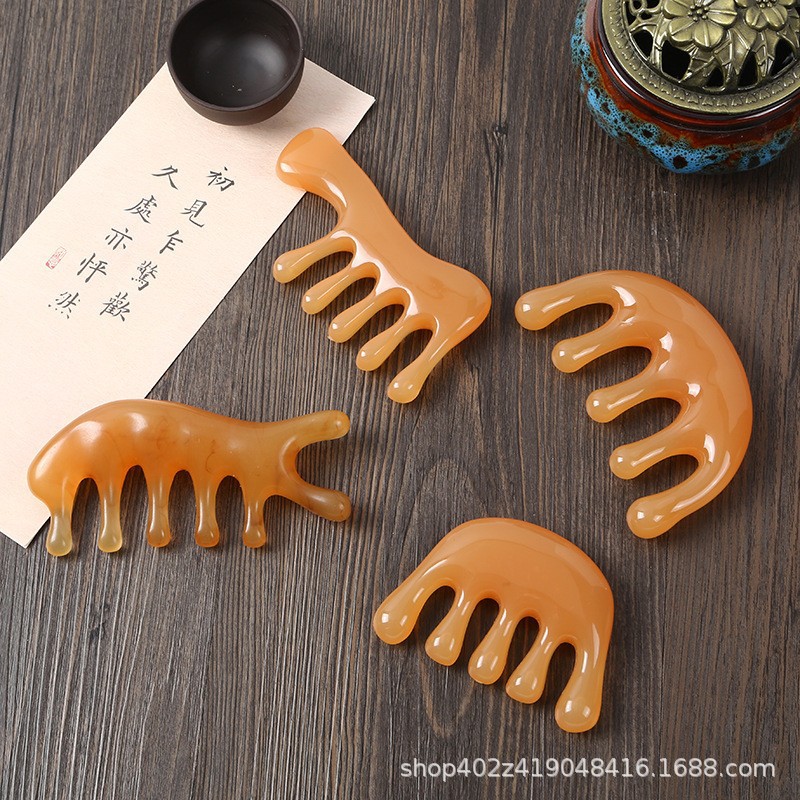 Dolphin Shaped Gua Sha Massage Comb 4 in 1 Resin Facial Nose Scalp Meridian Brush Beauty Tool - Image 3