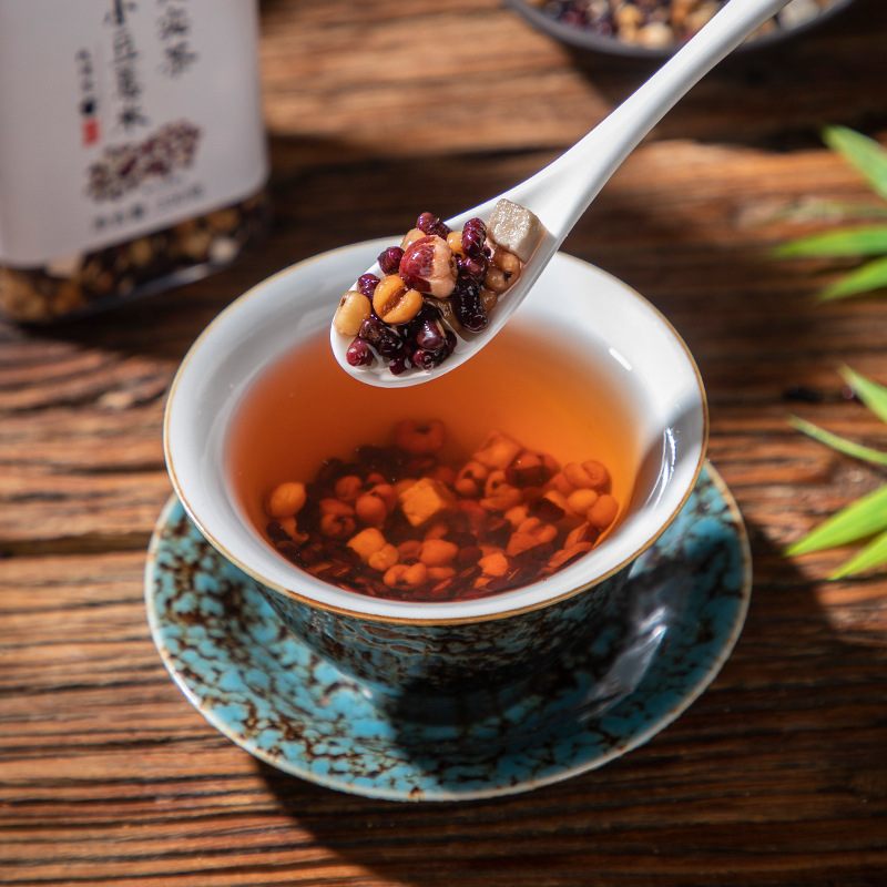 Three-Steam Three-Sun Red Bean Poria Coix Tea (330g) — Roasted Herbal Blend with Euryale - Image 2