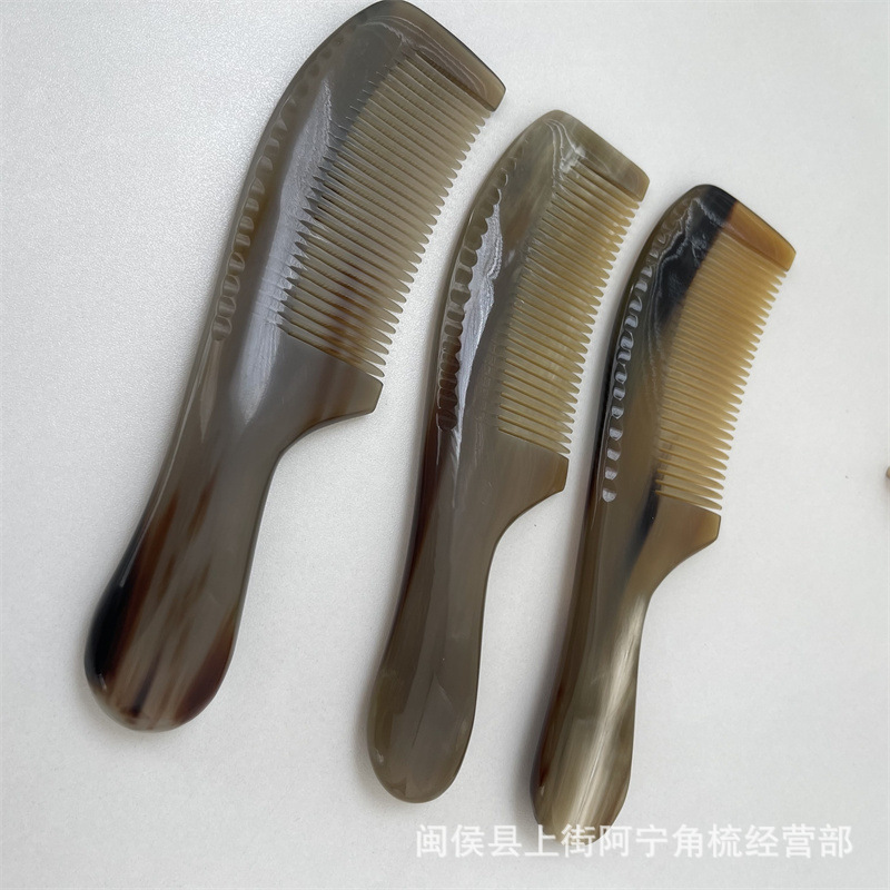Natural Horn Comb 20cm Handle Comb with Rounded Teeth for Scalp Massage and Daily Grooming - Image 2