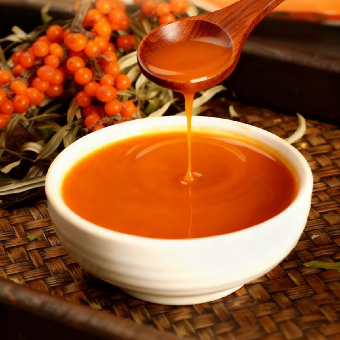 Wild Sea Buckthorn Juice Puree Bulk 200kg Whole Barrel Wholesale Inner Mongolia Small Fruit - Image 4