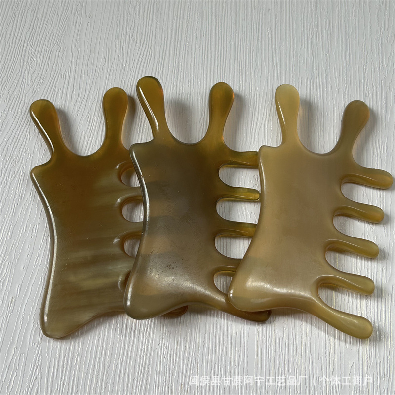 Genuine Horn Comb Wide Teeth Water Drop Bead Massage Comb Monster Fish Shape 10-15CM - Image 2
