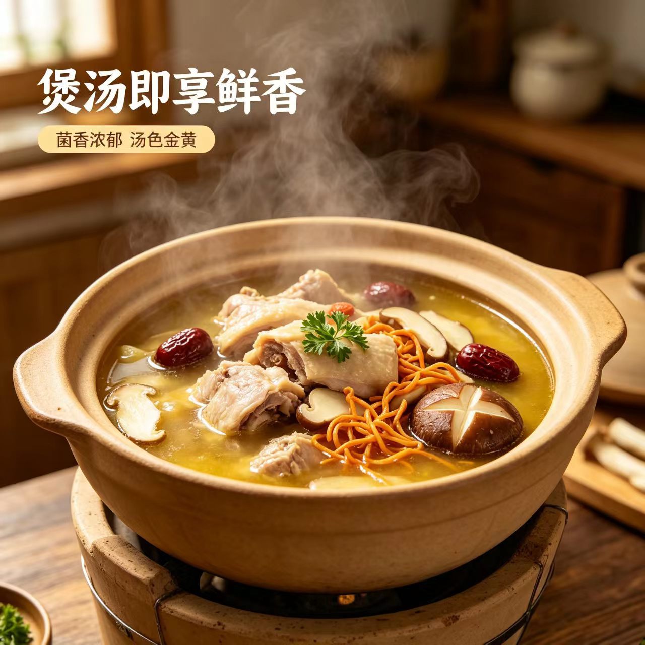 Seven Mushroom Soup Pack Qicai Jun Tang Bao Dried Mushroom Medley with Morel and Cordyceps Flower 50g Herbal Broth Mix - Image 3