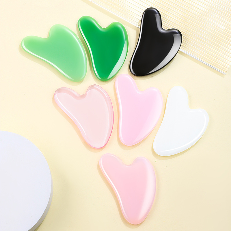 Natural Rose Quartz Gua Sha Heart Shaped Massage Wand Facial Eye Body Scraping Board - Image 3