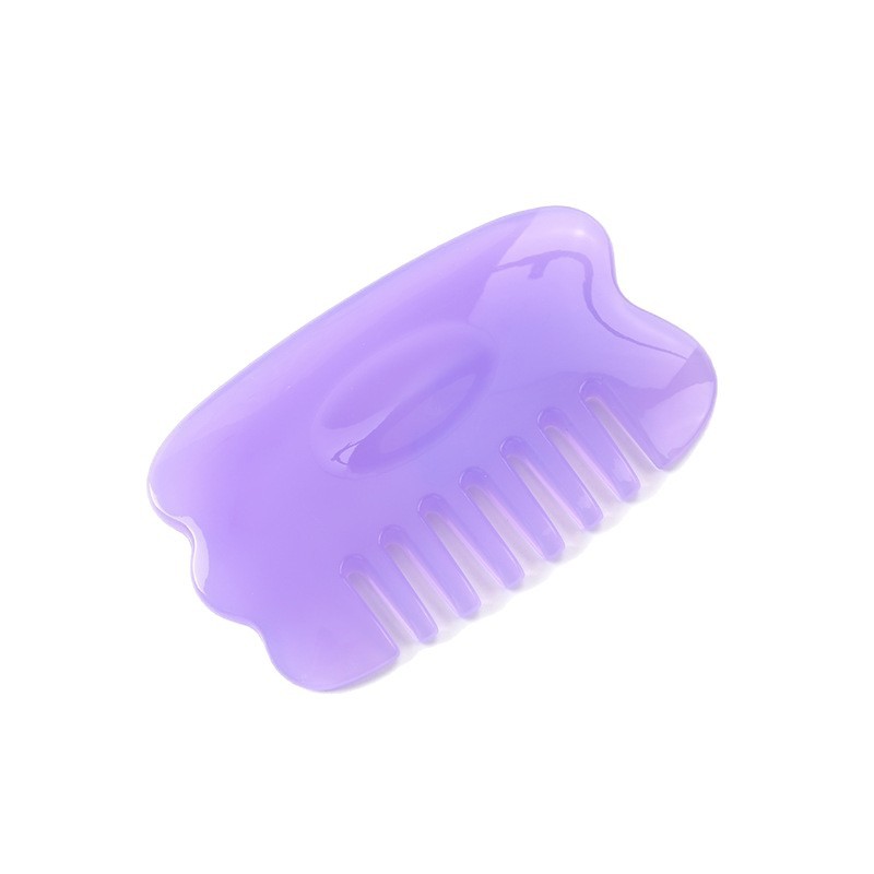 Resin Head Massage Comb Meridian Gua Sha Scalp Tool for Home Acupoint Care Purple - Image 5