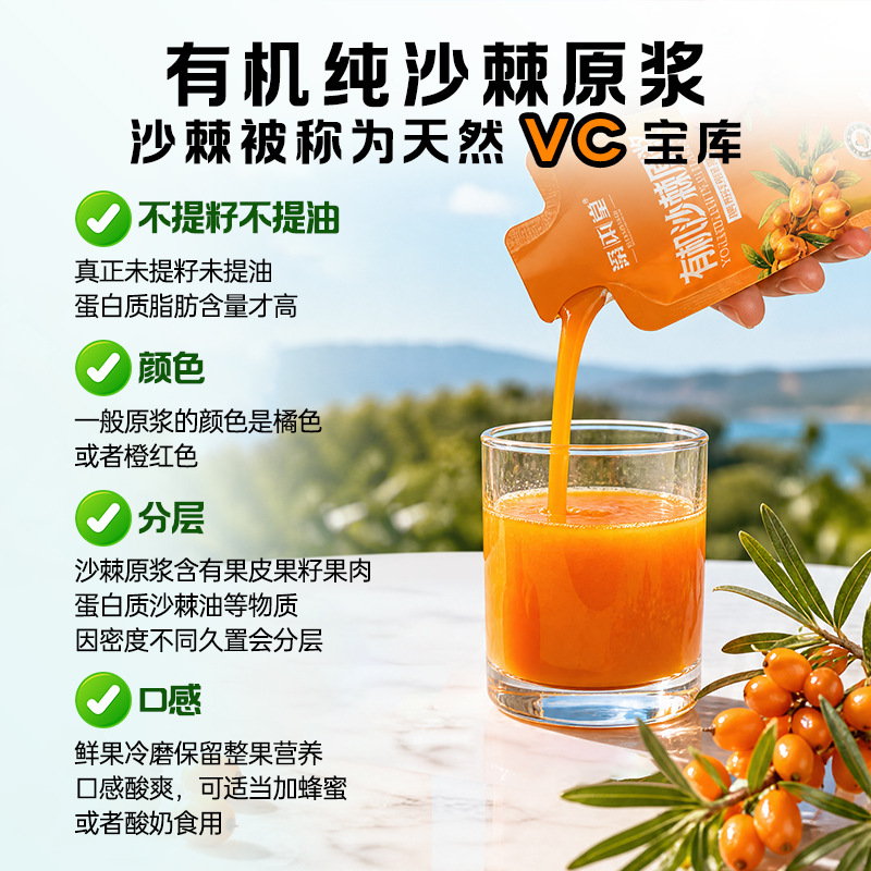 Organic Sea Buckthorn Berry Juice NFC Fresh Pressed Whole Fruit Sachets 210ml - Image 2