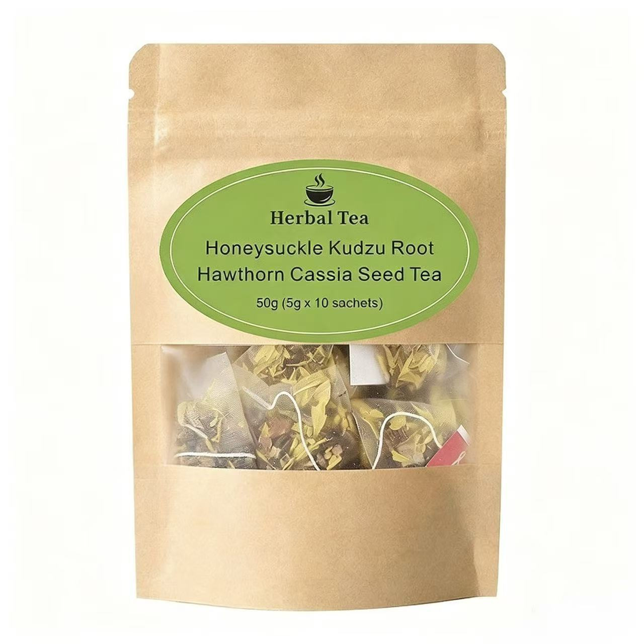 Honeysuckle Kudzu Hawthorn Tea Bags Jin Yin Hua Ge Gen Shan Zha Cold and Hot Brew Herbal Wellness Tea 50g 10 Bags - Image 5