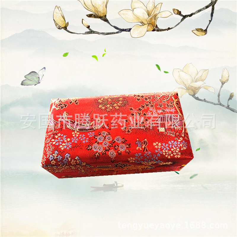 Red Brocade Hexagonal Gift Box Empty Jewelry Packaging Box - Image 4