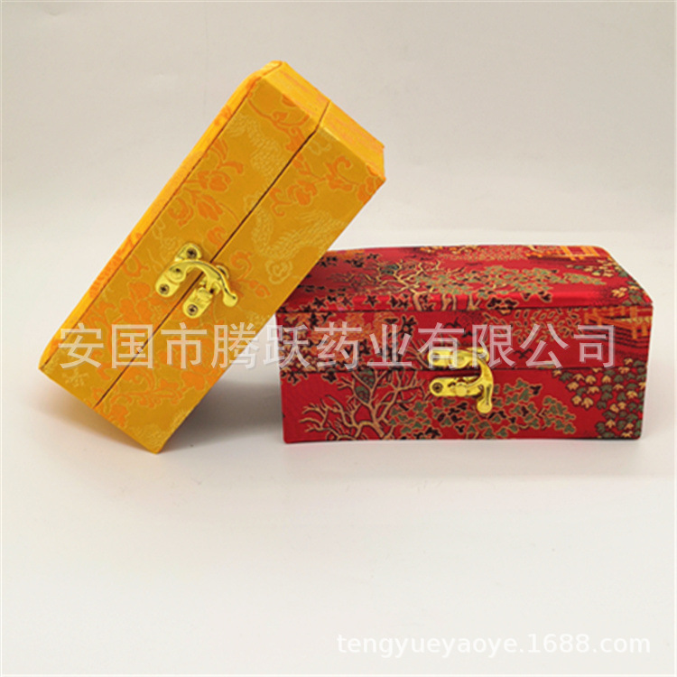 Red Brocade Gift Box 6 Hole Jewelry Display Empty Packaging Case - Image 5