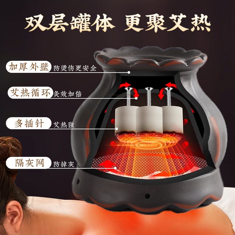 Bian Stone Fire Dragon Cupping Jar Moxibustion Massage Tool for Body Meridian Gua Sha Wellness - Image 2