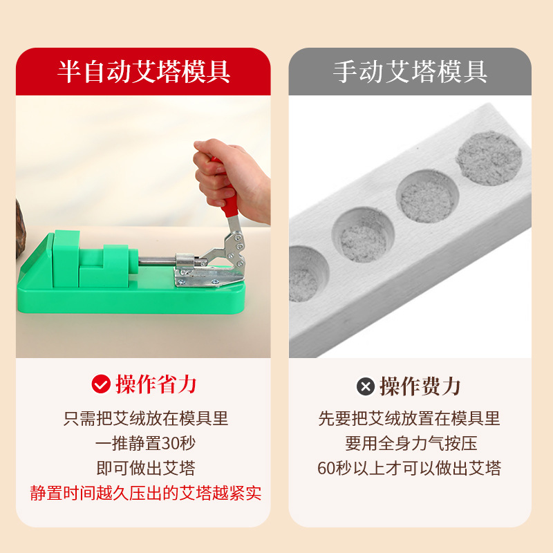 Semi-Automatic Moxa Cone Mold Kit with 500g Moxa Wool for Home Moxibustion Cone Making - Image 3